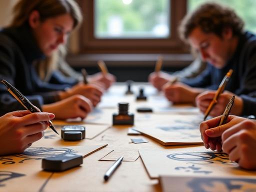 Atelier de calligraphie collectif à Strasbourg